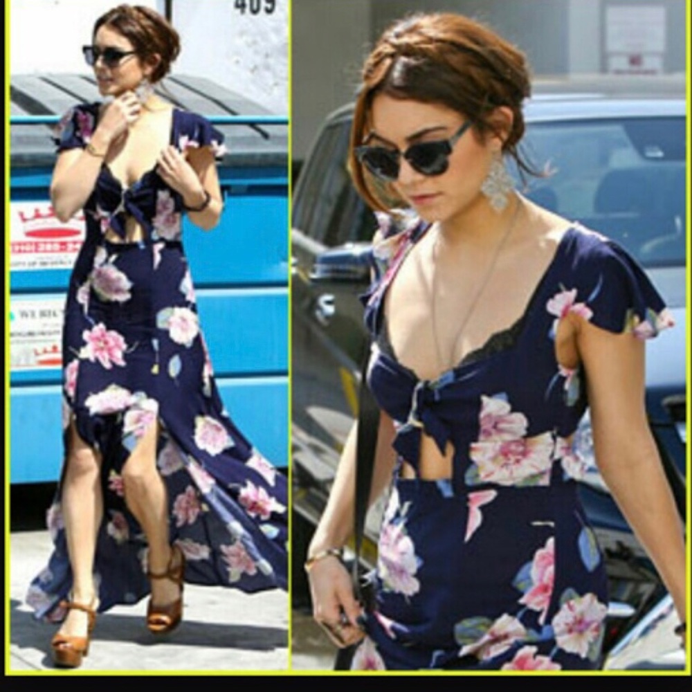 Blue floral maxi dress